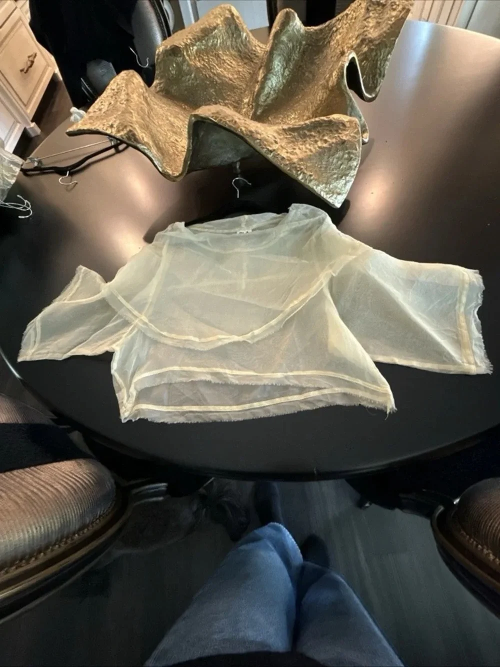 PLA Sheer Cream Layered Blouse